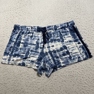 Lucky Brand Women's Large Sleep Shorts Light Blue Tie Dye Loungewear 4" Inseam